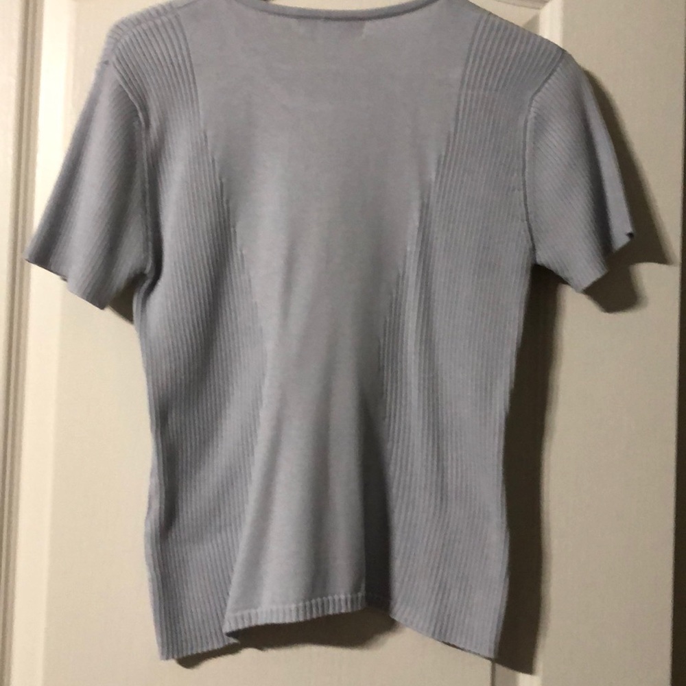 SZ M Casual Corner BABY BLUE TOP SHORT SLEEVE - Picture 3 of 3